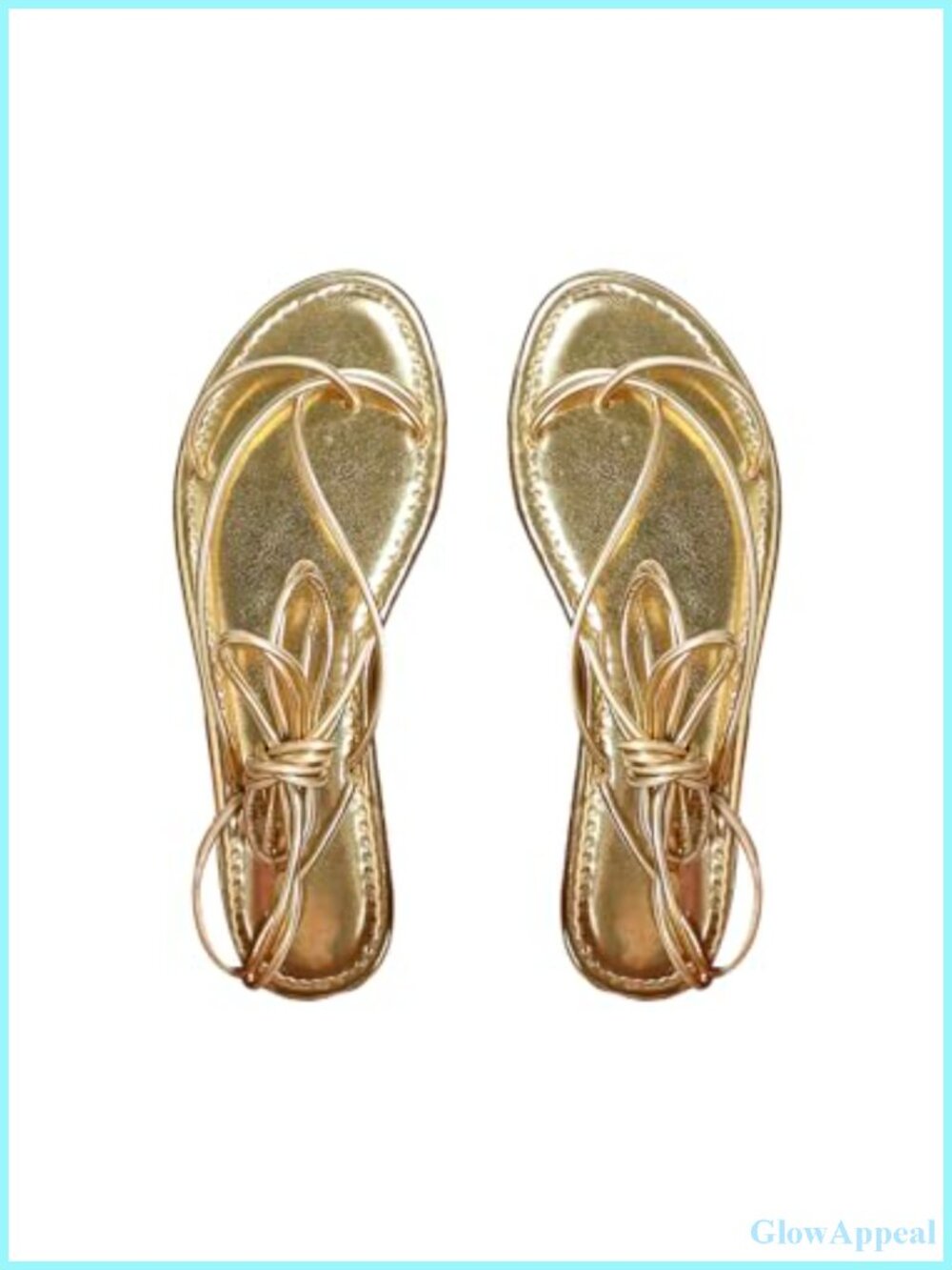 Women's Strappy Lace Up Metallic Toe Post Flats Dressy Slides